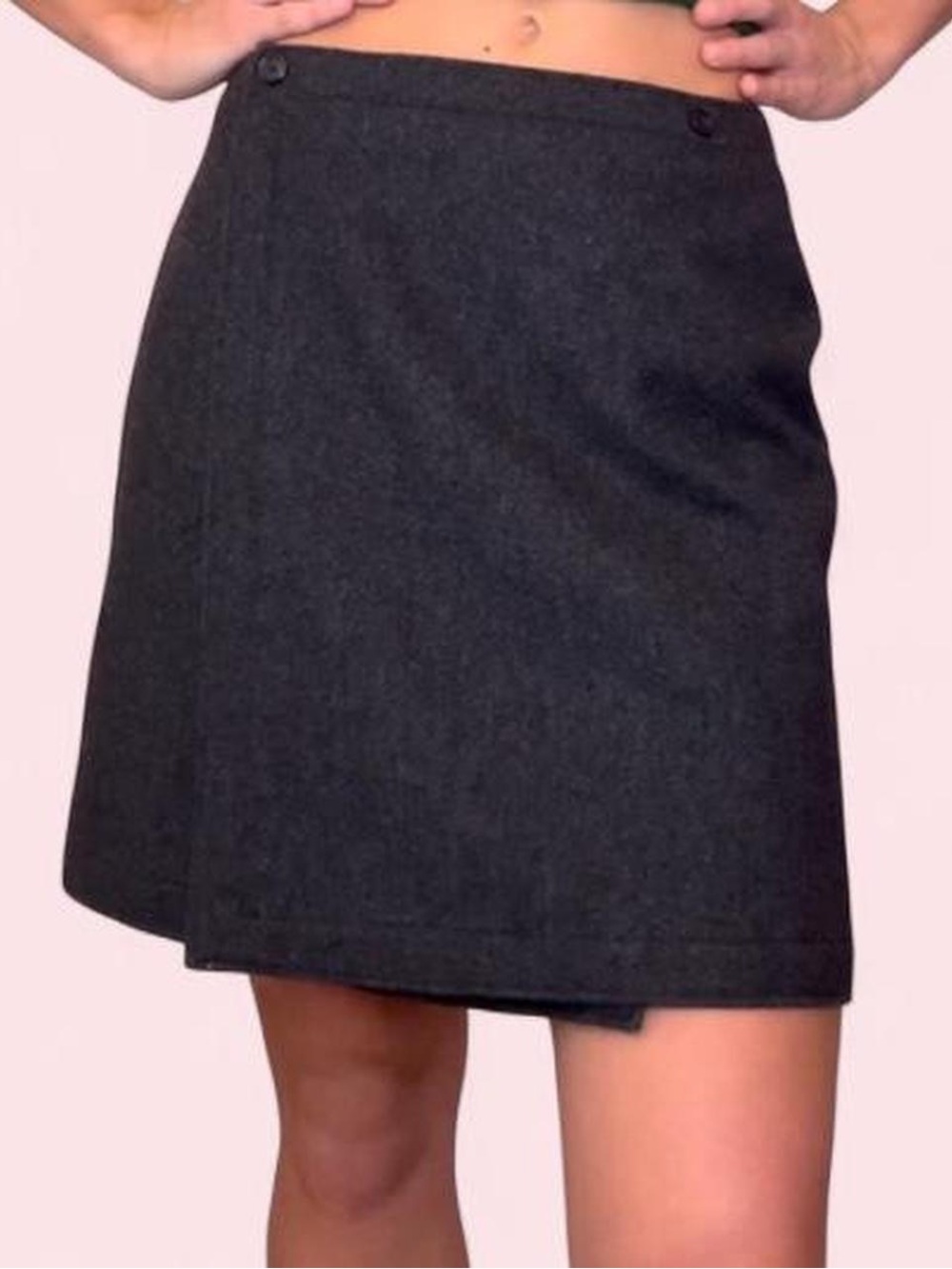 Vintage 1999 GAP Charcoal Wool Wrap Mini Skirt